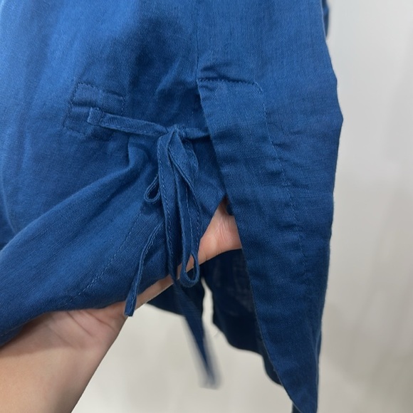 J.Jill Love Linen Blue Button Down Tunic Top Side Tie size large.100% linen - Picture 10 of 10